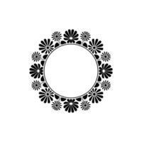 Elegant Floral Circle Frame, Black and White, Floral frame vector