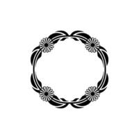 Elegant Black White Floral Wreath Frame for Invitations vector