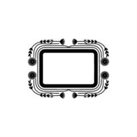 Minimalist Floral Frame , Blank Label, Black and White vector