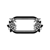 Elegant Floral Frame with Blank Space, Black and White Illustration vector