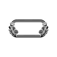 Minimalist Floral Frame, Black White, Decorative Element vector