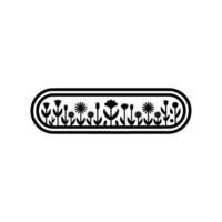 Minimalist Flower Field in Oval Frame, Black and White Illustration vector