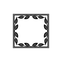 Elegant Botanical Frame in Minimalist Black White vector