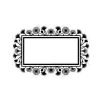 Elegant Floral Frame - Black and White Minimalist vector