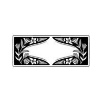 Floral Frame Ornament with Blank Space in Black White vector