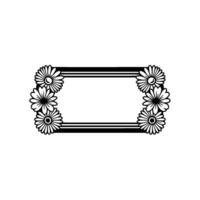 Floral Frame Template Daisy , Black White, Invitation Greeting Card Border vector
