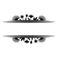 Minimalist Floral Border with Space for Text, Black White vector