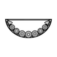 Elegant Semi-Circle Floral , Black and White, Minimalist, Decorative Element vector