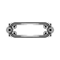 Floral Rectangle Frame in Black on White - Decorative vector
