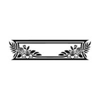Elegant Floral Frame Illustration, Black White, Element vector
