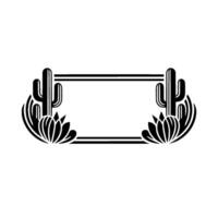 Desert Frame with Cacti and Flowers, Modern Minimalist Illustration vector