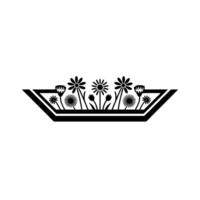 Minimalist Floral Arrangement in Geometric Frame, Black and White vector