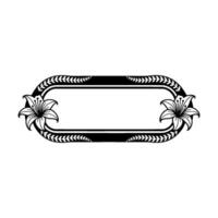 Elegant Black and White Floral Frame for Elements, Lily vector