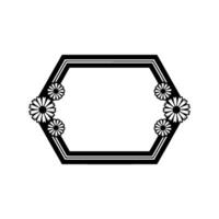 Geometric Floral Frame - Minimalist Black and White vector