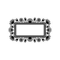 Floral Frame with Blank Rectangle, Line Art, Minimalist vector