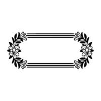 Floral Frame Illustration in Black White, Elegant Element vector