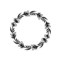 Elegant Black Floral Wreath, Minimalist Botanical vector
