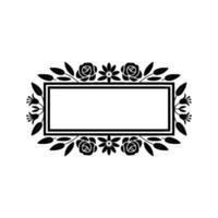 Elegant Black Floral Frame with Space for Text - Illustration vector