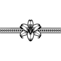 Elegant Lily Flower with Border , Black and White vector