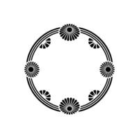 Minimalist Floral Wreath Element - Black on White, Decorative Circle vector