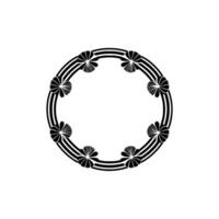 Floral Circle Frame, Art Deco Style, Black White, Decorative Element vector