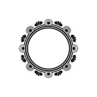 Elegant Floral Circle Frame in Black and White on Cream Background vector