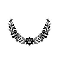 Elegant Black Floral Wreath on White Background - Template vector