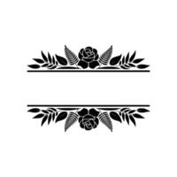 Elegant Floral Frame Roses Foliage , Monochromatic vector