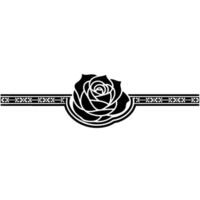 Elegant Black Rose with Geometric Border on White Background vector