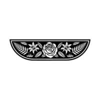 Floral Crest Rose, Lily, and Fern on White Background vector
