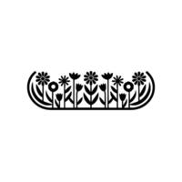 Minimalist Floral Border in Black Decorative Illustration vector