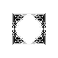 Elegant Black Floral Frame on White Background, Leaf vector