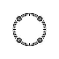 Minimalist Art Deco Floral Circle Element on White vector