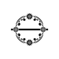 Minimalist Floral Wreath with Horizontal Bar - Elegant Element vector