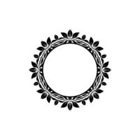 Elegant Floral Circle Frame - Black and White Decorative Element vector