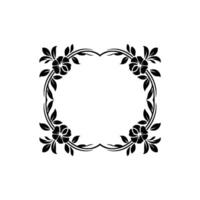 Elegant Black Floral Frame with Negative Space for Text vector