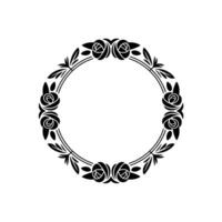 Elegant Black Rose Wreath on White Decorative Floral vector