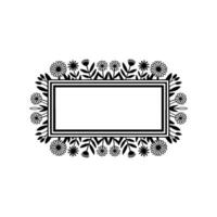 Floral Frame with Empty Space, Black White Illustration vector