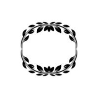 Elegant Black Leafy Wreath Frame on Light Gray Background vector