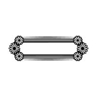 Floral Frame with Black Stripes on White Background vector