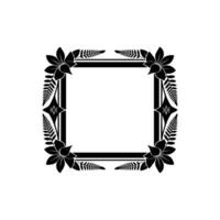 Elegant Floral Frame, Black and White, Square Border vector