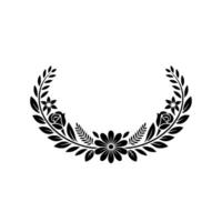 Minimalist Floral Wreath Black White Elegant vector