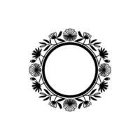Floral Frame Invitation Template Minimalist Black and White vector