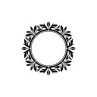 Elegant Black Floral Circular Frame on White Background, Circle vector