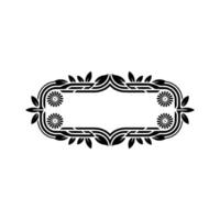 Elegant Floral Frame in Black on Neutral Background, Leaves vector