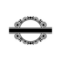Elegant Floral Frame with Blank Space, Black and White, Border vector