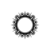 Floral Circle Frame, Elegant Black and White , Minimalist Style vector
