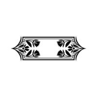 Elegant Floral Frame with Empty Space - Black and White vector