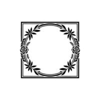 Elegant Black White Floral Frame, Decorative Border , Minimalist vector