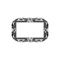 Elegant Floral Rectangular Frame with Empty Space, Black White Illustration vector
